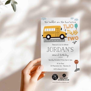 School Bus 2nd Birthday Invitation: Wheels on the Bus Party (Printable INSTANT DOWNLOAD) image 4