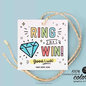 Ring in a Win Team Gift Tag INSTANT DOWNLOAD Printable Good Luck Big Game Day Gift Cheer Dance Camp Squad Pop Gem Ring Candy Pun Tag Team
