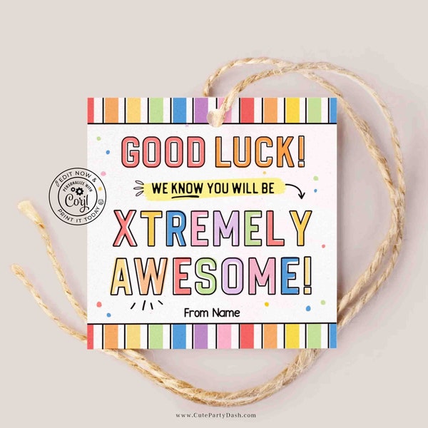 Good Luck Tag Printable Template EDITABLE Candy Treat Tag Team Competition good luck stickers Sports Candy gram Pun card INSTANT DOWNLOAD