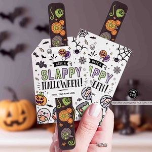 Happy Halloween Slap Bracelet Gift Tag INSTANT DOWNLOAD Slappy Halloween Tag EDITABLE Friend Classroom Trick or Treat Non Candy Party Favor