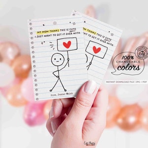 Cartões engraçados para o dia dos namorados, download instantâneo para impressão em sala de aula, etiqueta escolar para crianças, feliz dia dos namorados, cartão de humor editável