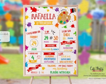 Editable Art Birthday Chalkboard Sign: Paint Party Decor (Instant Download)