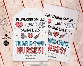 Nurses Week Gift Tags: Editable Appreciation Printables (Instant Download)