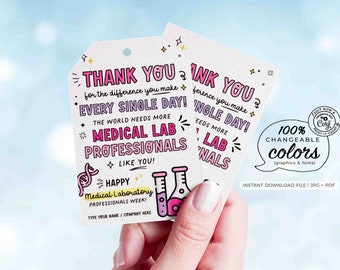 Lab Week Gift Tags Printable INSTANT DOWNLOAD Editable Lab Week Appreciation Medical Laboratory Professionals Week Gift Thank You Lab Heroes