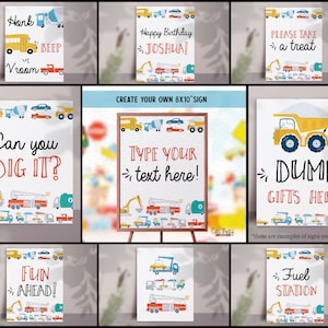 INSTANT DOWNLOAD, Editable Transportation Birthday Signs, Party sign decoration, printable Dump truck Poster, Truck and Cars Birthday #509