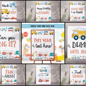 Editable Transportation Birthday Signs: Truck Party Decor (Instant Download)