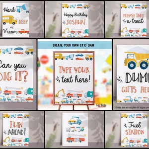 INSTANT DOWNLOAD, Editable Transportation Birthday Signs, Party sign decoration, printable Dump truck Poster, Truck and Cars Birthday #509