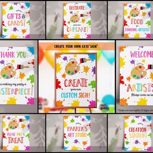 INSTANT DOWNLOAD EDITABLE Art party Birthday Printable Party Signs, Painting birthday Party Signage, Door Signs, Craft Artist Posters 478