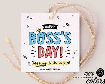 Editable Boss's Day Gift Tag: Printable Thank You Card (Instant Download)