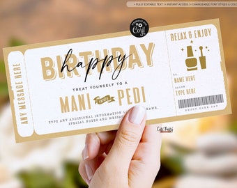 Mani Pedi Gift Voucher Template: Editable Nail Salon Ticket (Digital Download)
