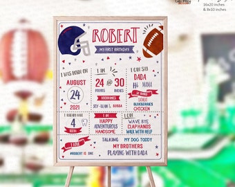 Football First Birthday Chalkboard Sign: Editable Milestone Print (Digital Download)