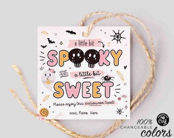 EDITABLE Halloween Spooky & Sweet Gift Tag INSTANT DOWNLOAD Teacher Staff Classmate Cookie Tag Trick or Treat Goody Bag Favor Sticker Label