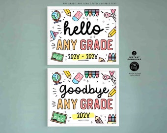 Editable First & Last Day of School Sign Set (Digital Download)