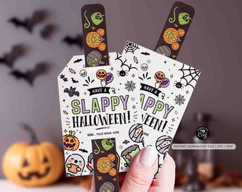 Halloween Slap Bracelet Gift Tag: Editable Classroom Favor (Instant Download)
