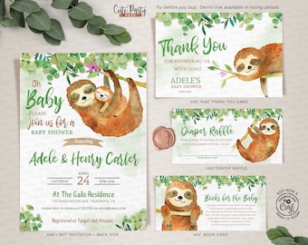 Sloth Baby Shower Invitation - Etsy