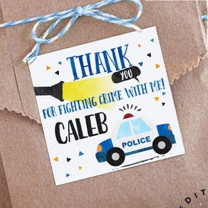 INSTANT DOWNLOAD, Police Birthday decorations, Police party Favor tags, Cops and robbers printable decor Police party favors, editable, 490