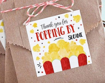 Movie Night Gunst Tags: Bearbeitbarer Popcorn-Geburtstag (Instant Download)