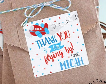 INSTANT DOWNLOAD - EDITABLE Airplane Birthday Favor Tags Airport Birthday favors Printable thank you tag Airplane Pilot Invitations