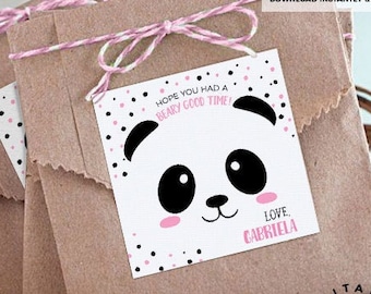 Editable Panda Birthday Favor Tags: Printable Party Labels (Instant Download)
