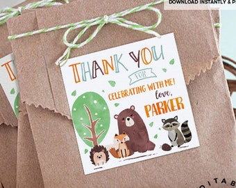 Editable Woodland Birthday Favor Tags: Fox Party (Instant Download)