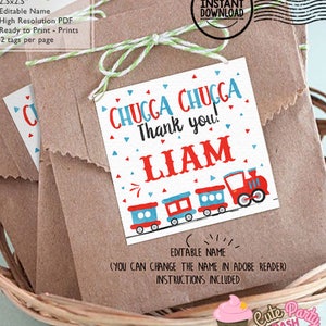 INSTANT DOWNLOAD - EDITABLE Train Birthday Favor tags Train favors train birthday 2.5" Favor tags - Train party decorations choo choo train