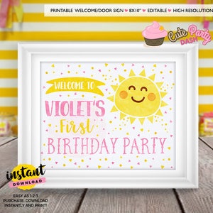 EDITABLE You are my Sunshine Welcome sign, You are my Sunshine centerpiece Party decorations, Sunshine door sign, Instant Download 481 image 1