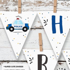 INSTANT DOWNLOAD, Police Birthday decorations, Editable Wall banner Cops and robbers printable decor, Pennant banner,  bunting, #490