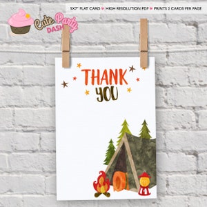 TÉLÉCHARGEMENT IMMÉDIAT - Carte de remerciement d'anniversaire de camping, carte de remerciement pour camping, carte de remerciement pour camping, décorations d'anniversaire, tente, fête de camping