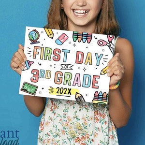 Editable First Day of School Sign: Chalkboard Photo Prop (Digital Download)