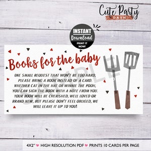BBQ Baby Shower Books for Baby Card: Red Babyque Theme (Digital Download)