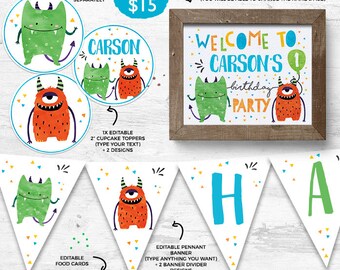 INSTANT DOWNLOAD EDITABLE Little Monster Birthday | Etsy