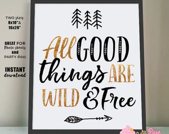 INSTANT DOWNLOAD - Wild one First Birthday Party sign Poster Wild & free sign printable Birthday decoration Wild one birthday decor Nursery