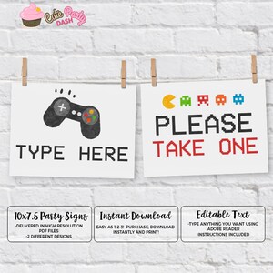Editable Video Game Party Sign: 10x7.5 Centerpiece (Instant Download)