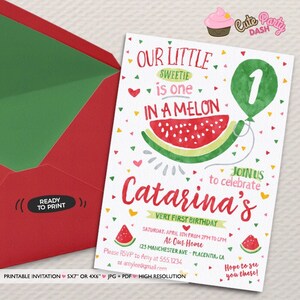 Watermelon First Birthday Invitation: Summer Party Printable (PDF)