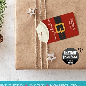 INSTANT DOWNLOAD - EDITABLE Printable Christmas tag 2x3 inches label Printable Christmas Tags Personalized Christmas Labels corjl