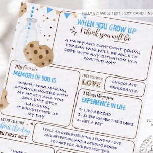 Melk en koekjes eerste verjaardag tijd capsule kaart cookie verjaardag decor wensen voorspellingen & herinneringen verjaardag aandenken 202 INSTANT DOWNLOAD