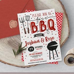 BBQ Baby Shower Invitation: Red Babyque, Co-ed (Digital Download)