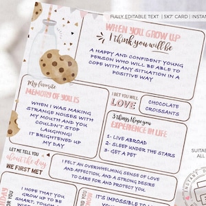 Leche y galletas niña cumpleaños tiempo cápsula tarjeta, decoración de cumpleaños de galletas deseos predicciones & recuerdos recuerdo de cumpleaños 483 DESCARGA INSTANTE