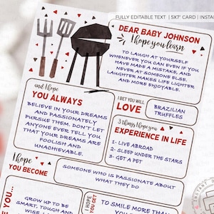 BBQ Baby Shower Wishes Card: Editable Baby Q Game (Digital Download)