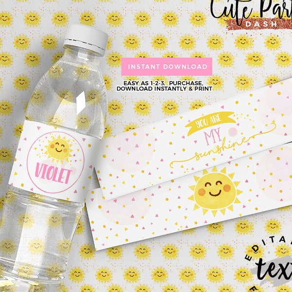 EDITABLE You are my Sunshine Water labels, You are my Sunshine Party decorations, You are my Sunshine birthday party INSTANT DOWNLOAD 481