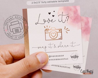 Tarjeta de fotos y para compartir en acuarela: Inserto para redes sociales en rosa y dorado (descarga digital)