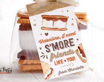 May include: A printable Valentine's Day card with a s'more illustration and the text "Valentine, I need S'MORE friends LIKE YOU! from Charlotte".