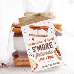 SOFORTIGER DOWNLOAD, S&#39;more friends like you Valentine Geschenkanhänger, Aquarell Smores Valentine für Kinder, S&#39;more Valentine Geschenkanhänger, Bearbeitbar V021
