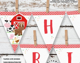 INSTANT DOWNLOAD EDITABLE Barnyard Birthday Decorations Red | Etsy