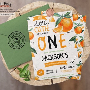 Little Cutie Birthday Invitation: Clementine Citrus Party (Digital Download)