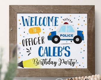 INSTANT DOWNLOAD Police Birthday decorations, Welcome sign Cops and robbers printable decor, Editable Police party sign door sign #490