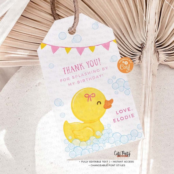 Rubber Duckie Girl birthday Party Decoration, INSTANT DOWNLOAD EDITABLE Printable Yellow Pink Rubber duck Decor girly duck invitation 428