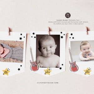 EDITABLE One Rocks Baby 1st Birthday Photo banner