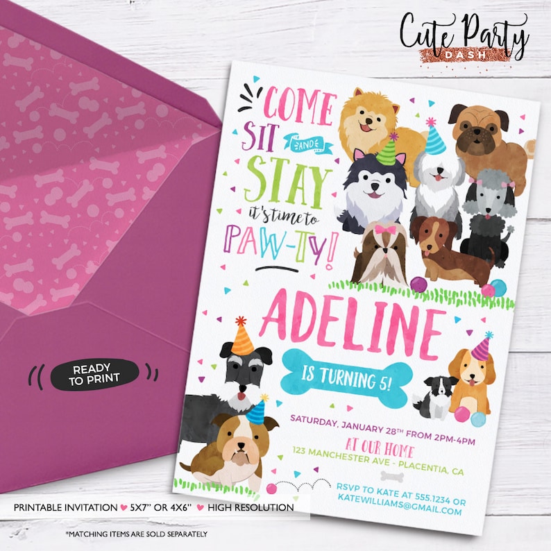 INSTANT DOWNLOAD Girl Puppy Make a Collar Sign Pet adoption party Adopt a Puppy Pet Birthday Party Puppy Dog Adoption Digital download 468 image 3