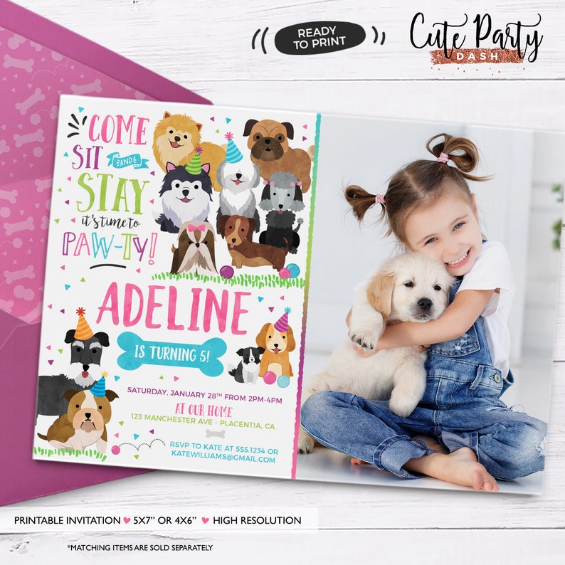 INSTANT DOWNLOAD Girl Puppy Make a Collar Sign Pet adoption party Adopt a Puppy Pet Birthday Party Puppy Dog Adoption Digital download 468 image 4